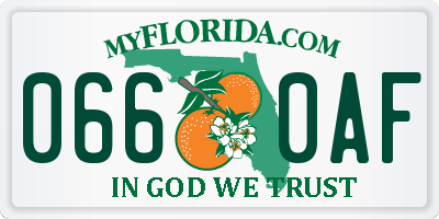 FL license plate 0660AF