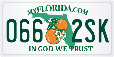 FL license plate 0662SK