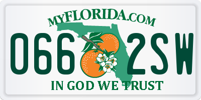 FL license plate 0662SW