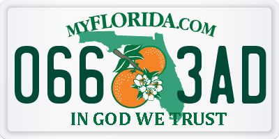 FL license plate 0663AD