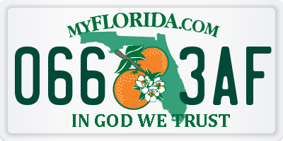 FL license plate 0663AF