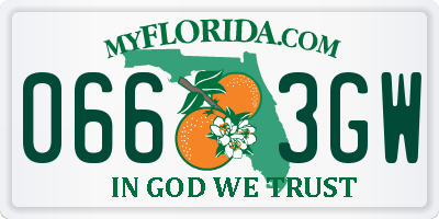 FL license plate 0663GW