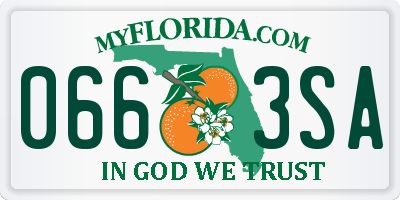 FL license plate 0663SA