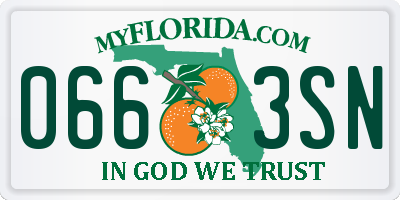 FL license plate 0663SN