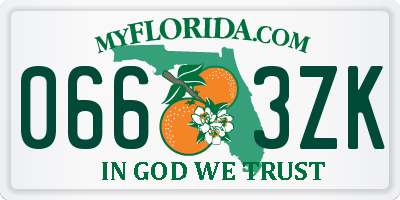 FL license plate 0663ZK