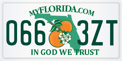 FL license plate 0663ZT