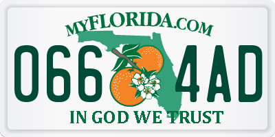 FL license plate 0664AD