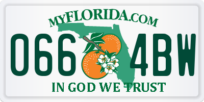 FL license plate 0664BW