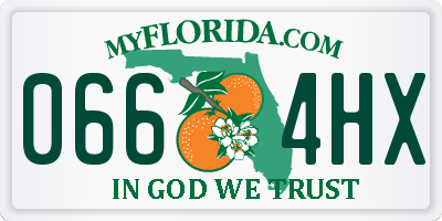 FL license plate 0664HX