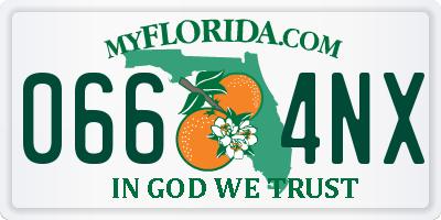 FL license plate 0664NX