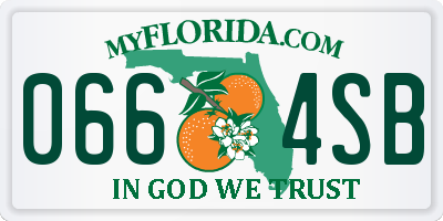 FL license plate 0664SB