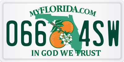 FL license plate 0664SW