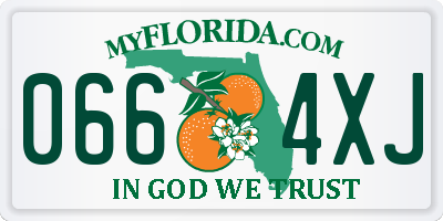 FL license plate 0664XJ