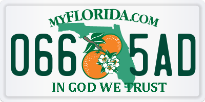 FL license plate 0665AD