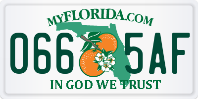 FL license plate 0665AF