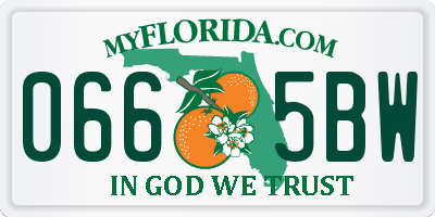 FL license plate 0665BW