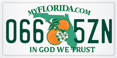 FL license plate 0665ZN