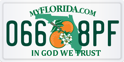 FL license plate 0668PF