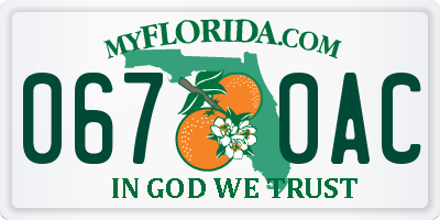 FL license plate 0670AC