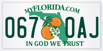 FL license plate 0670AJ