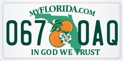 FL license plate 0670AQ