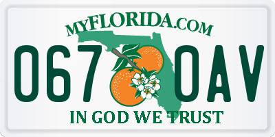 FL license plate 0670AV