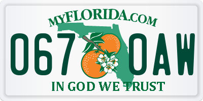 FL license plate 0670AW