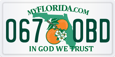 FL license plate 0670BD