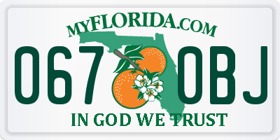 FL license plate 0670BJ
