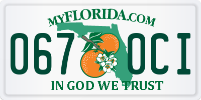 FL license plate 0670CI