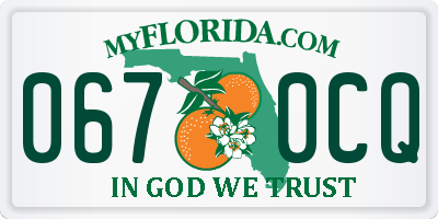 FL license plate 0670CQ