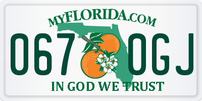 FL license plate 0670GJ
