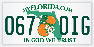 FL license plate 0670IG