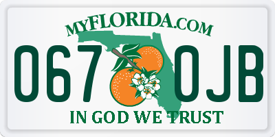 FL license plate 0670JB