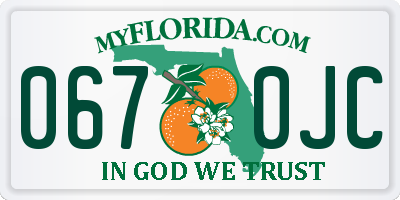 FL license plate 0670JC