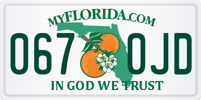 FL license plate 0670JD