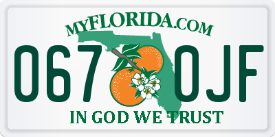 FL license plate 0670JF
