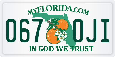 FL license plate 0670JI