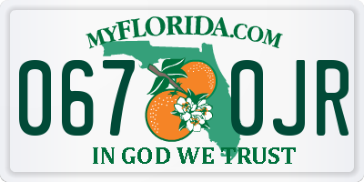 FL license plate 0670JR