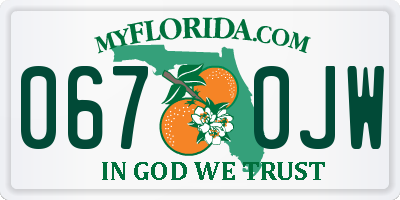 FL license plate 0670JW