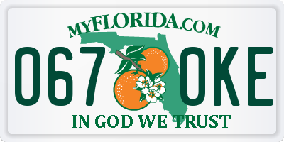 FL license plate 0670KE