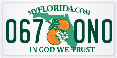 FL license plate 0670NO