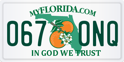 FL license plate 0670NQ