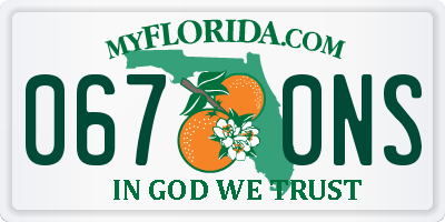 FL license plate 0670NS