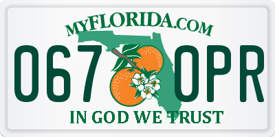 FL license plate 0670PR