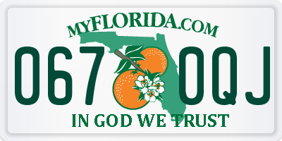 FL license plate 0670QJ