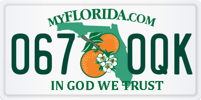 FL license plate 0670QK
