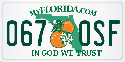 FL license plate 0670SF