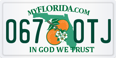 FL license plate 0670TJ
