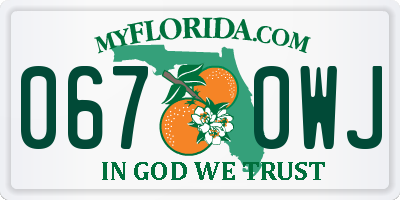 FL license plate 0670WJ